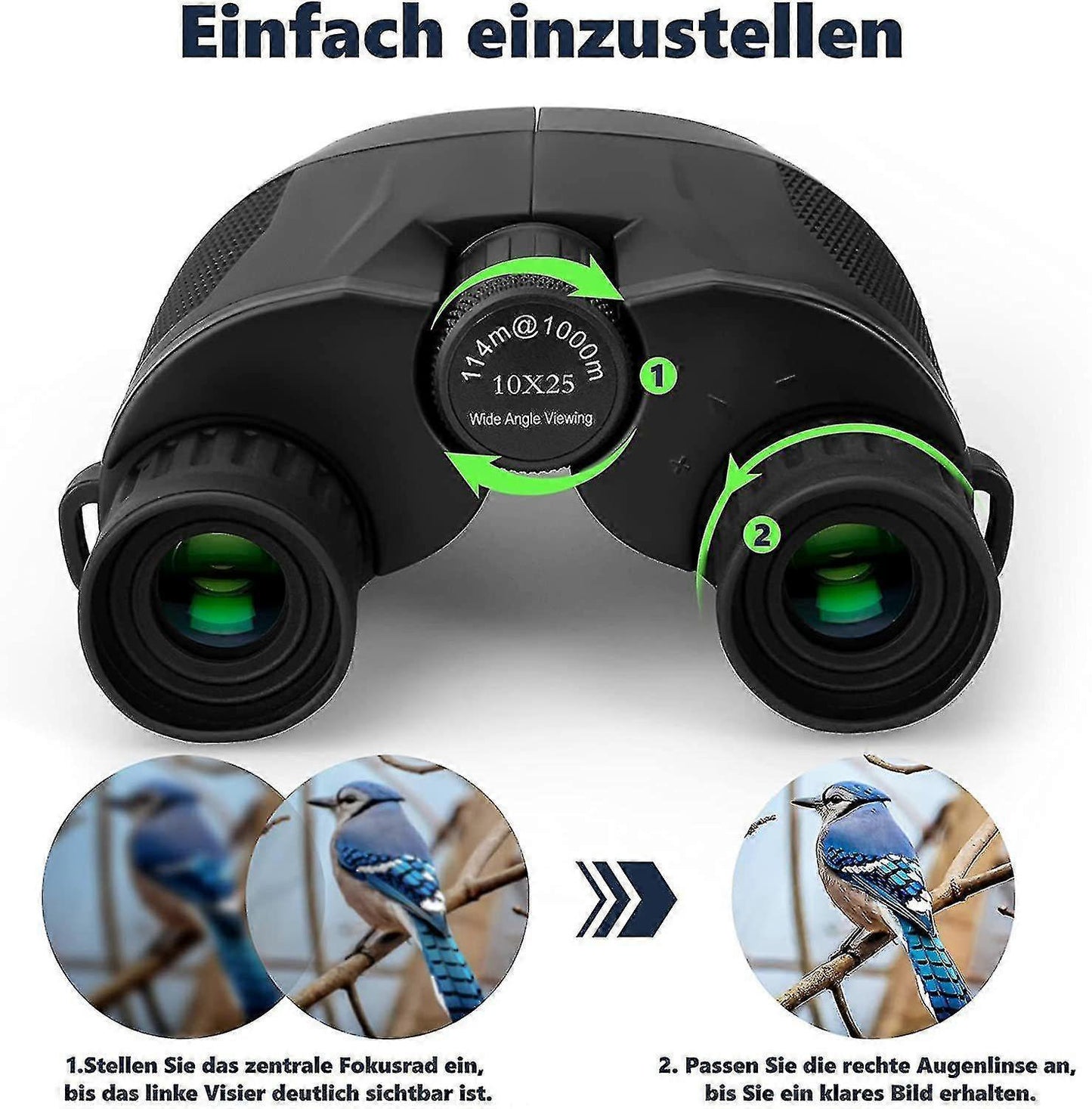10x25 HD Binoculars with Vis Technology Compact Lightweight Outdoor Viewing
