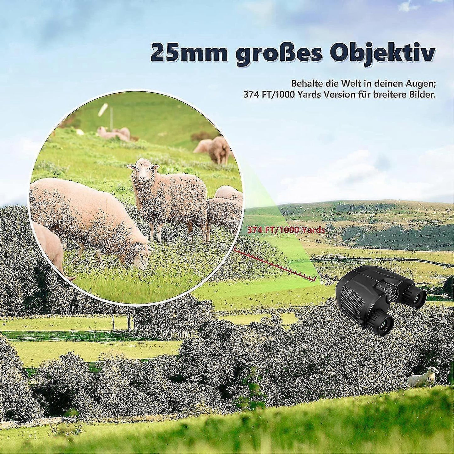 10x25 HD Binoculars with Vis Technology Compact Lightweight Outdoor Viewing