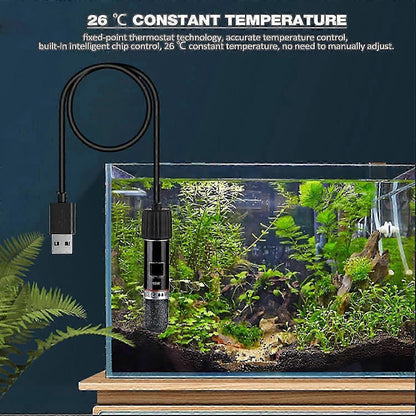 Mini USB Aquarium Warmer 10W Thermostat Rod Rechargeable Compact Heating Tool