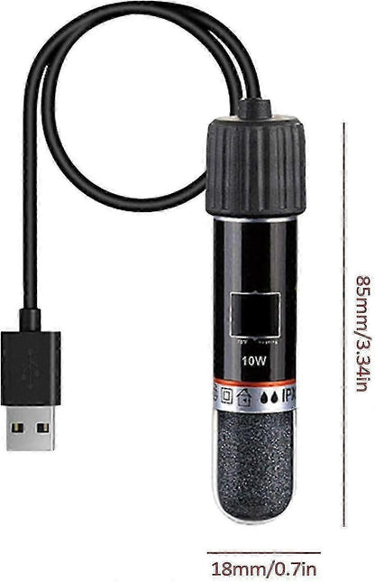 Mini USB Aquarium Warmer 10W Thermostat Rod Rechargeable Compact Heating Tool