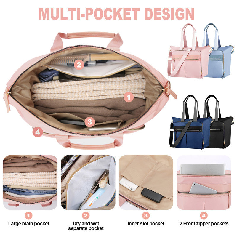Travel Bag - Women's Travel Bag - Sports & Fitness Bag - Yoga Bag - Sports Bag - Carry-On Luggage - Waterproof & Durable - 40x21x34 cm - Dry/Wet Separation Luggage - Weekend Bag - Pink