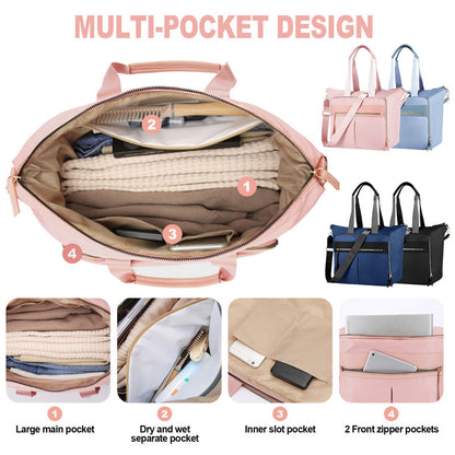 Travel Bag - Women's Travel Bag - Sports & Fitness Bag - Yoga Bag - Sports Bag - Carry-On Luggage - Waterproof & Durable - 40x21x34 cm - Dry/Wet Separation Luggage - Weekend Bag - Pink