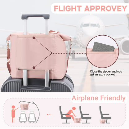 Travel Bag - Women's Travel Bag - Sports & Fitness Bag - Yoga Bag - Sports Bag - Carry-On Luggage - Waterproof & Durable - 40x21x34 cm - Dry/Wet Separation Luggage - Weekend Bag - Pink