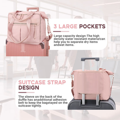 Travel Bag - Women's Travel Bag - Sports & Fitness Bag - Yoga Bag - Sports Bag - Carry-On Luggage - Waterproof & Durable - 40x21x34 cm - Dry/Wet Separation Luggage - Weekend Bag - Pink