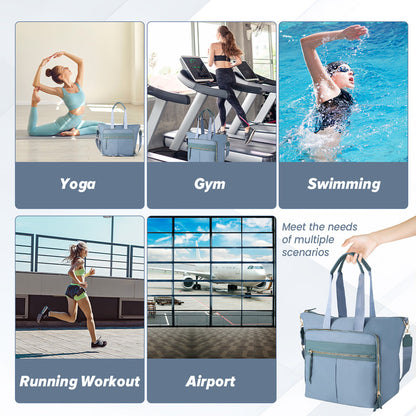 Travel Bag - Women's Travel Bag - Sports & Fitness Bag - Yoga Bag - Sports Bag - Carry-On Luggage - Waterproof & Durable - 40x21x34 cm - Dry/Wet Separation Luggage - Weekend Bag - sky blue