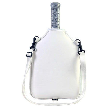 Neoprene Tennis & Pickleball Paddle Bag Lightweight Protective Carry Case with Shoulder Strap - White