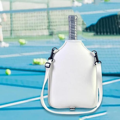 Neoprene Tennis & Pickleball Paddle Bag Lightweight Protective Carry Case with Shoulder Strap - White