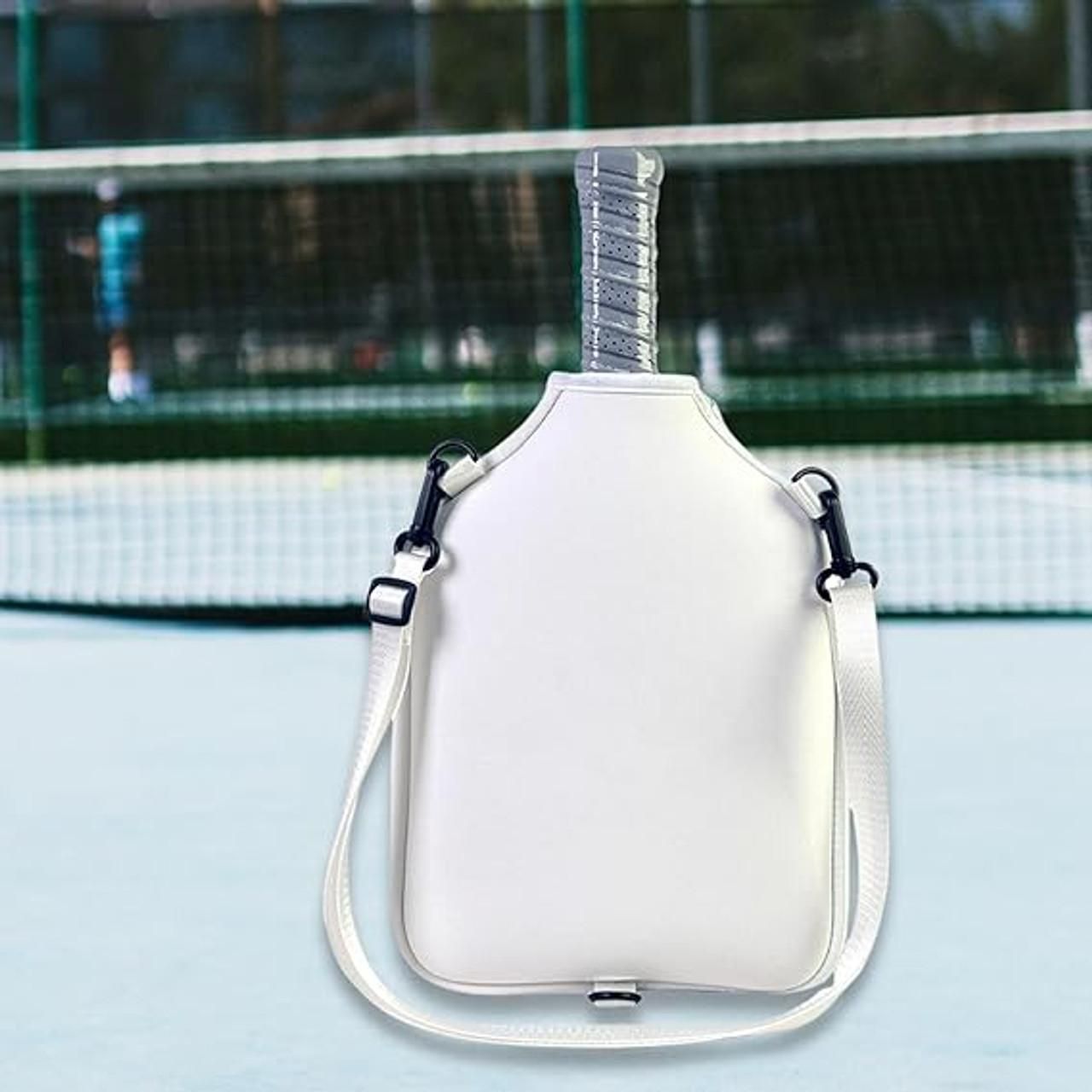 Neoprene Tennis & Pickleball Paddle Bag Lightweight Protective Carry Case with Shoulder Strap - White