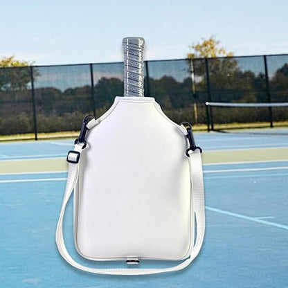 Neoprene Tennis & Pickleball Paddle Bag Lightweight Protective Carry Case with Shoulder Strap - White