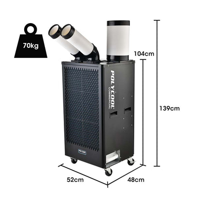 4.5kW Portable Industrial Spot Cooler, with Twin Cooling Ducts, 15A Plug
