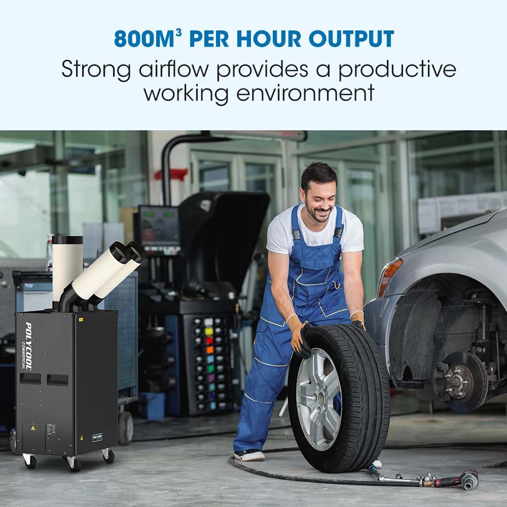 4.5kW Portable Industrial Spot Cooler, with Twin Cooling Ducts, 15A Plug