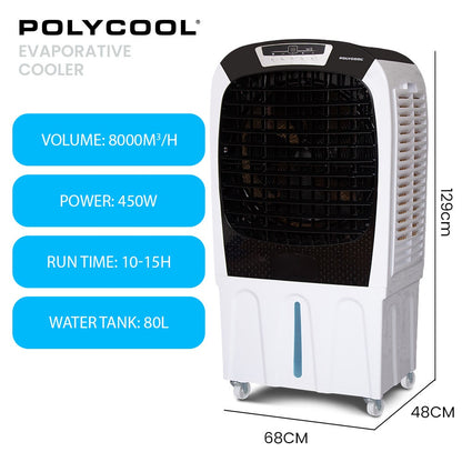 450W 80L Evaporative Air Cooler