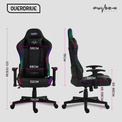 Gaming Chair, with Bluetooth Speakers, RGB LED Lights, Reclining Game Armchair, Black