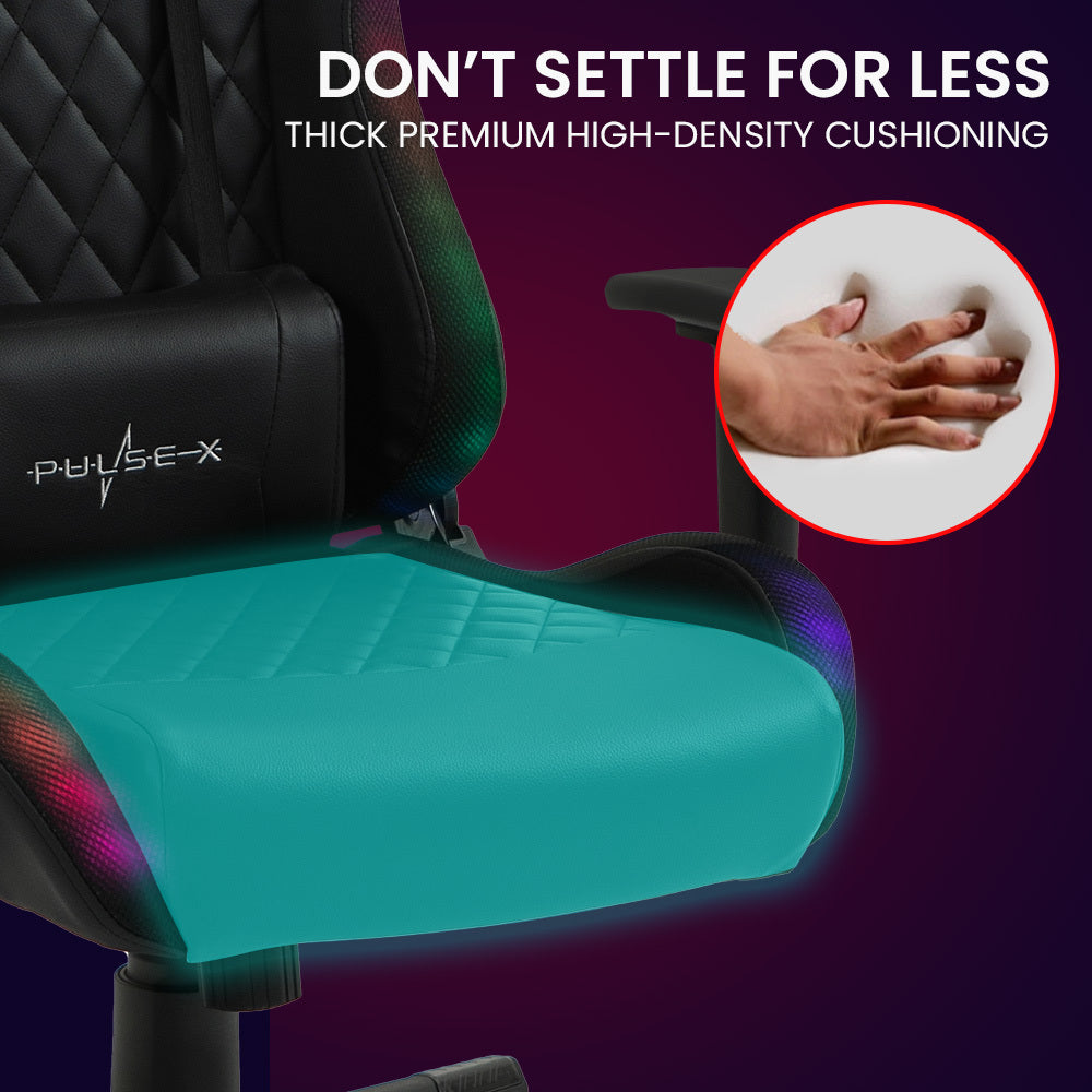 Gaming Chair, with Bluetooth Speakers, RGB LED Lights, Reclining Game Armchair, Black
