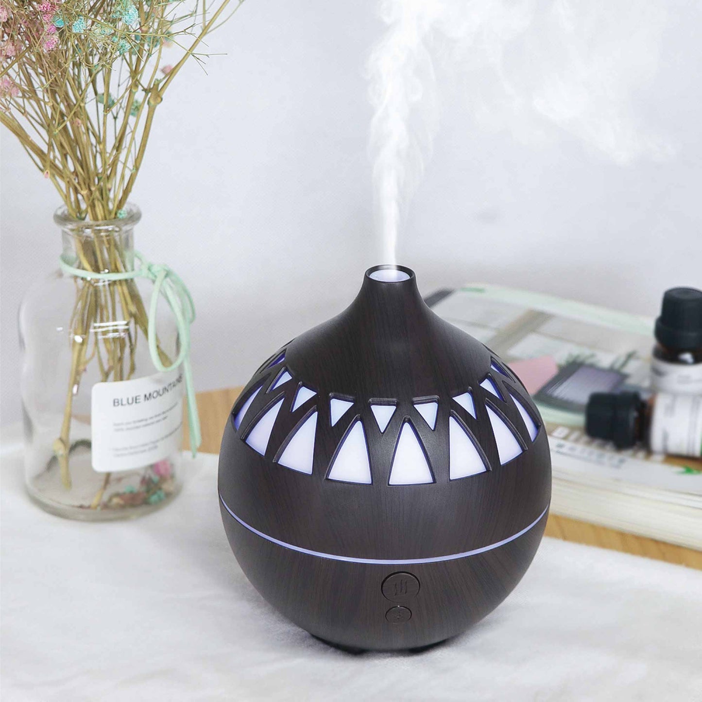 180ml USB LED Dark Wood Mist Humidifier