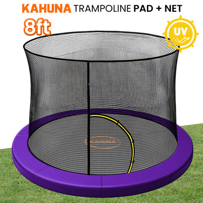 Kahuna 8ft Trampoline Pad and Net - Purple