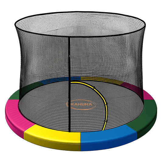 Kahuna 10ft Trampoline Pad and Net - Rainbow