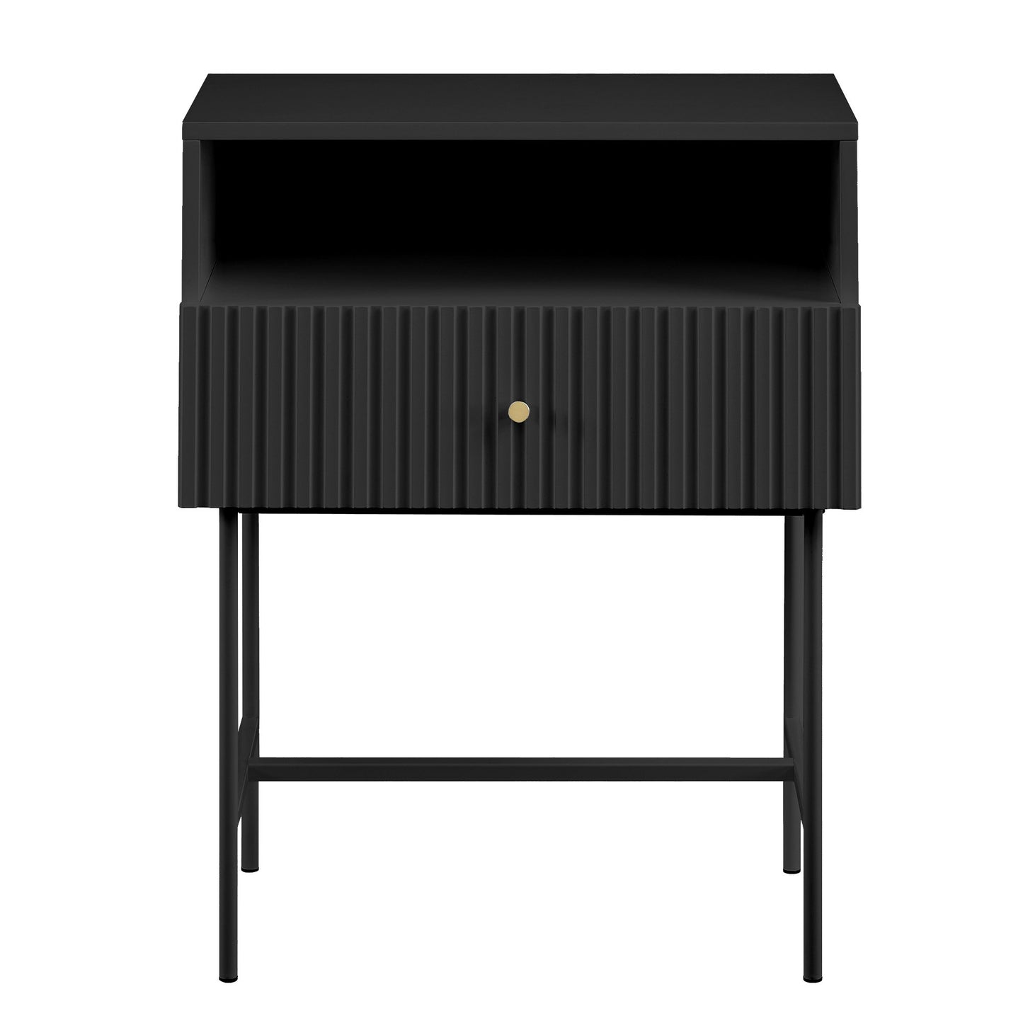 Cecil Slender Fluted Bedside Table in Black