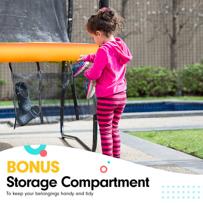 Kahuna 6 Ft X 9 Ft Rectangular Outdoor Trampoline With LED Basketball Set Orange