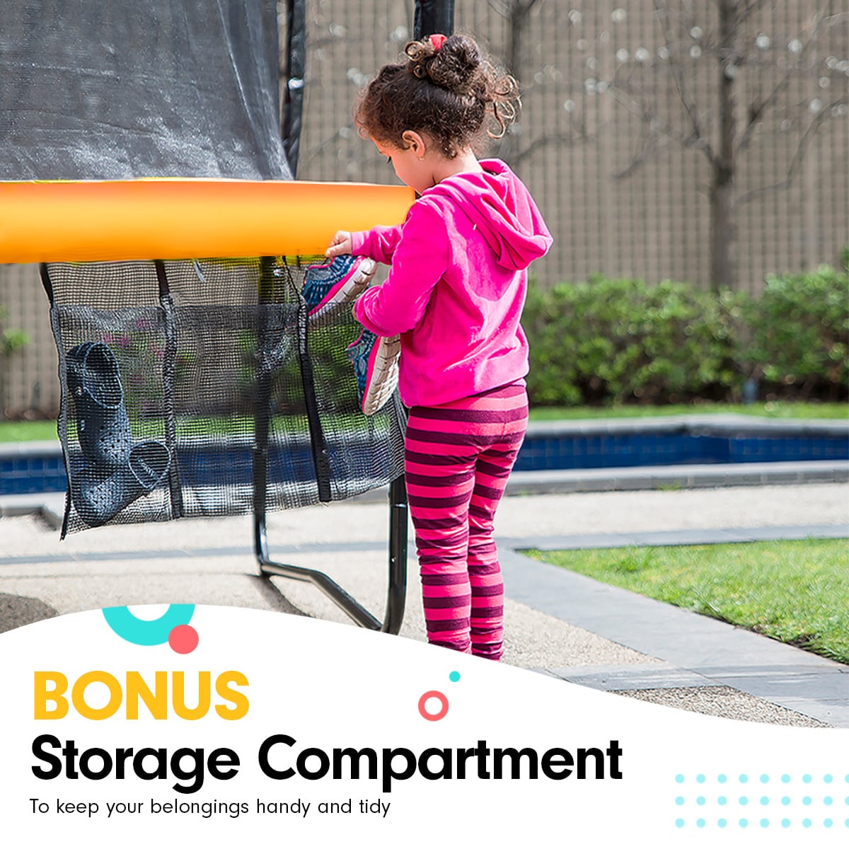 Kahuna Rectangular Trampoline 6x9ft with L.E.D BB Set Rainbow
