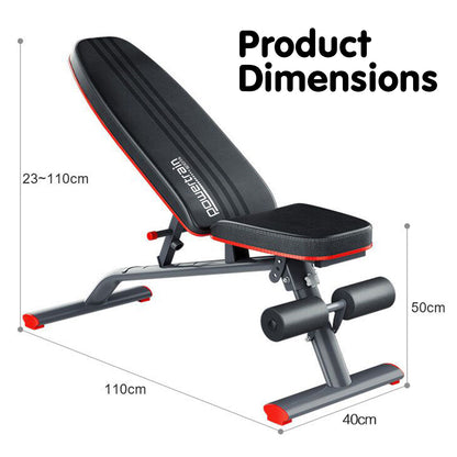 Home Gym Bench Adjustable Flat Incline Decline FID 250KG Load