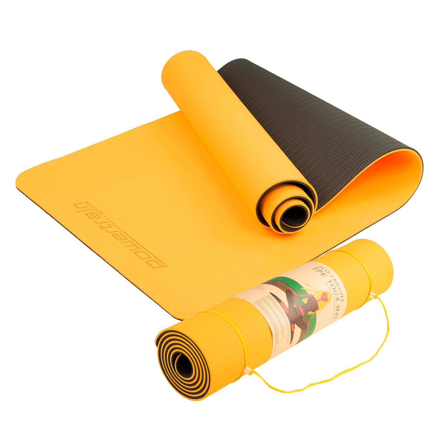 Powertrain TPE Yoga Exercise Mat Home Gym Pilates Fitness 8mm Thick in Orange
