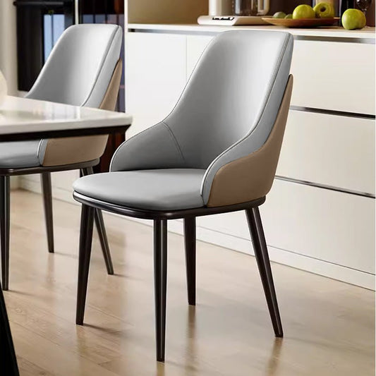 Dining Chair Modern upholstered Leather Kitchen Chairs with armrests Bathtub Chair Leisure Lounge Chair Living Room Bedroom Home Set of 2 (Light Grey Duo)