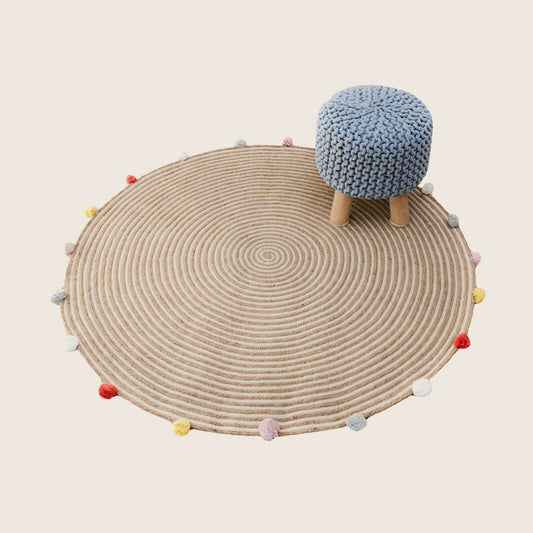 Kids Hand Knitted Cotton Braided Foot Rest Ottoman (Light Grey)
