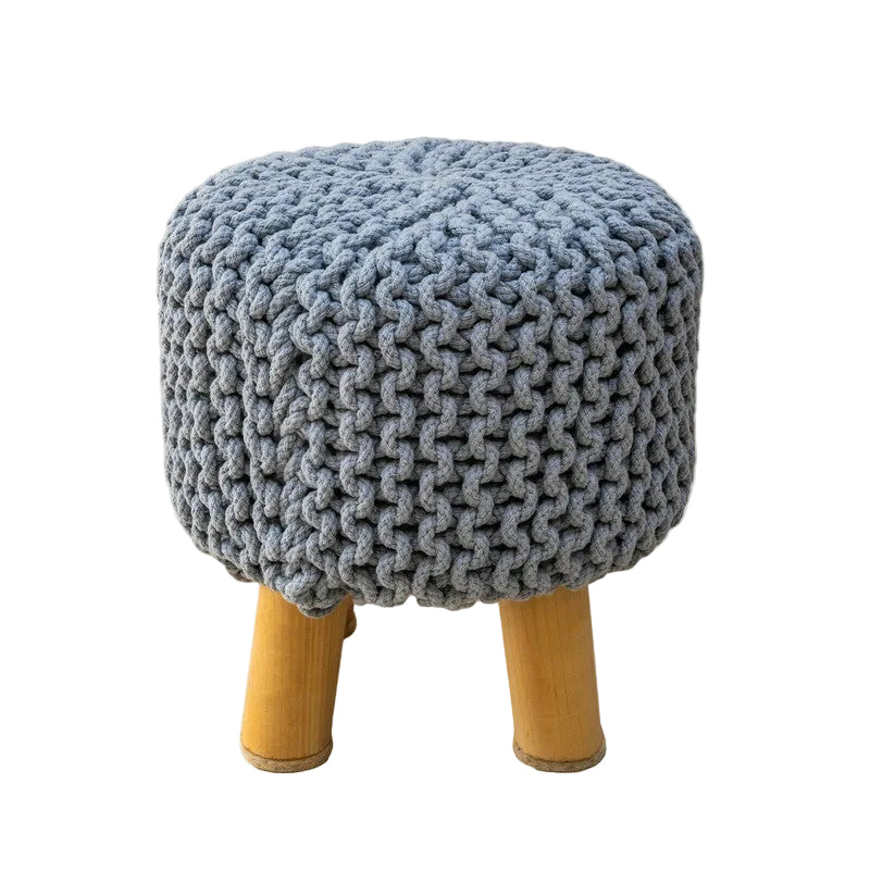 Kids Hand Knitted Cotton Braided Foot Rest Ottoman (Light Grey)