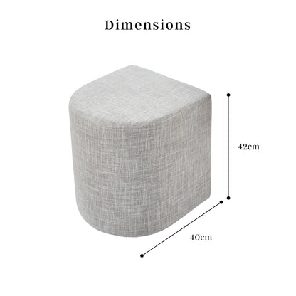 2X Ottoman Stool Linen Fabric Pouf Seat - Cream Grey