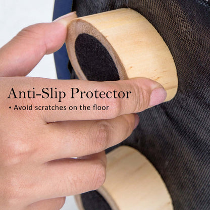 Best 2X Fabric Ottoman Round Wooden Leg Foot Stool - DARK BLUE | Buy Online at Furniture Things Australia