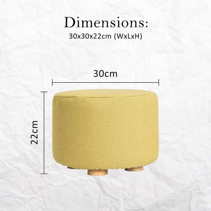 Best Fabric Ottoman Round Wooden Leg Foot Stool - MUSTARD YELLOW | Buy Online at Furniture Things Australia