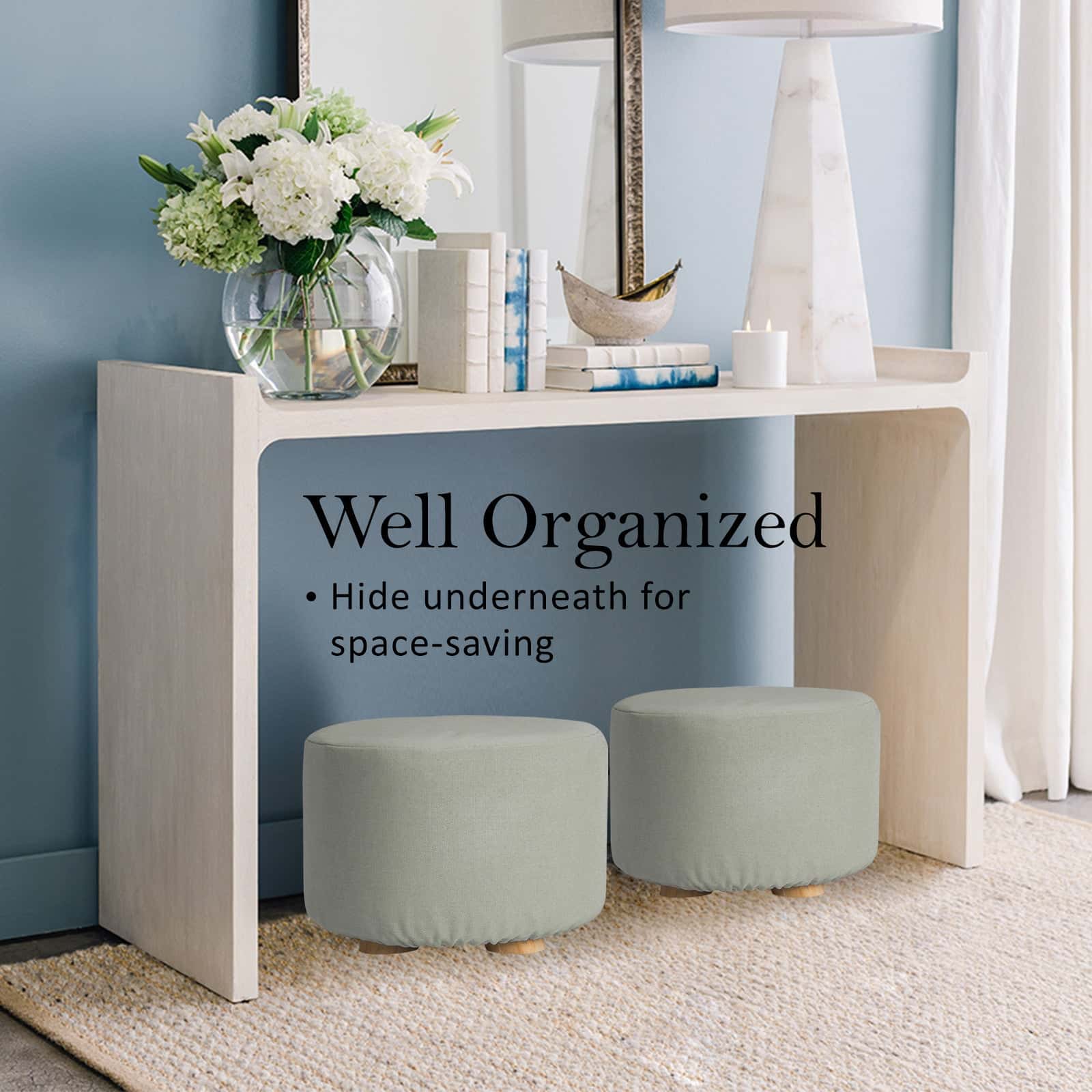 Best 2X Fabric Ottoman Round Wooden Leg Foot Stool - GREY | Buy Online at Furniture Things Australia