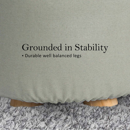 Best 2X Fabric Ottoman Round Wooden Leg Foot Stool - GREY | Buy Online at Furniture Things Australia