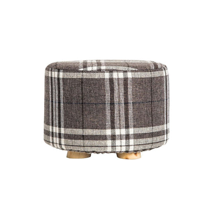 Best Fabric Ottoman Round Wooden Leg Foot Stool - LATTICE | Buy Online at Furniture Things Australia