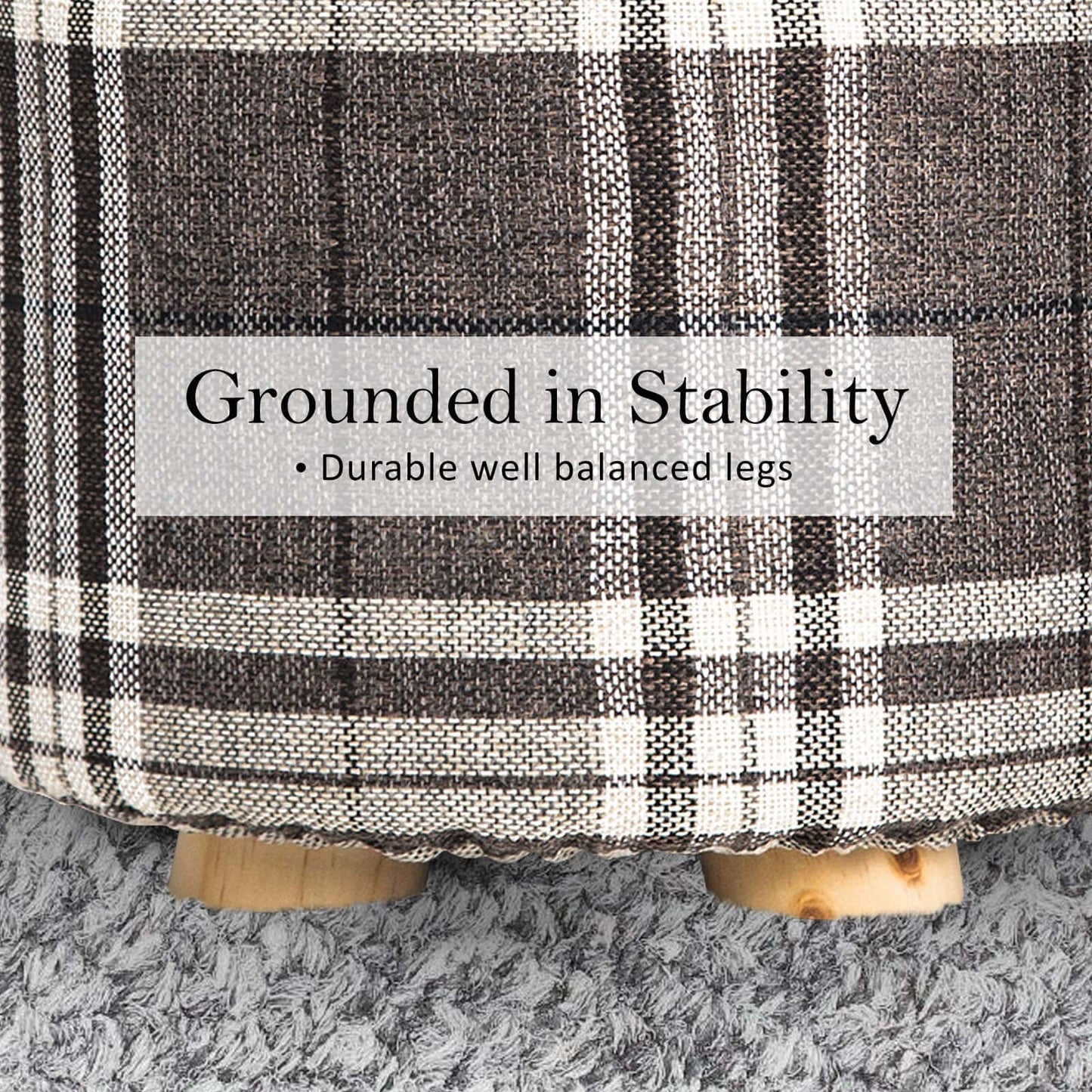 Best Fabric Ottoman Round Wooden Leg Foot Stool - LATTICE | Buy Online at Furniture Things Australia