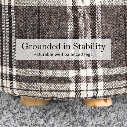 Best Fabric Ottoman Round Wooden Leg Foot Stool - LATTICE | Buy Online at Furniture Things Australia