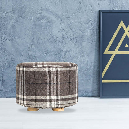 Best Fabric Ottoman Round Wooden Leg Foot Stool - LATTICE | Buy Online at Furniture Things Australia