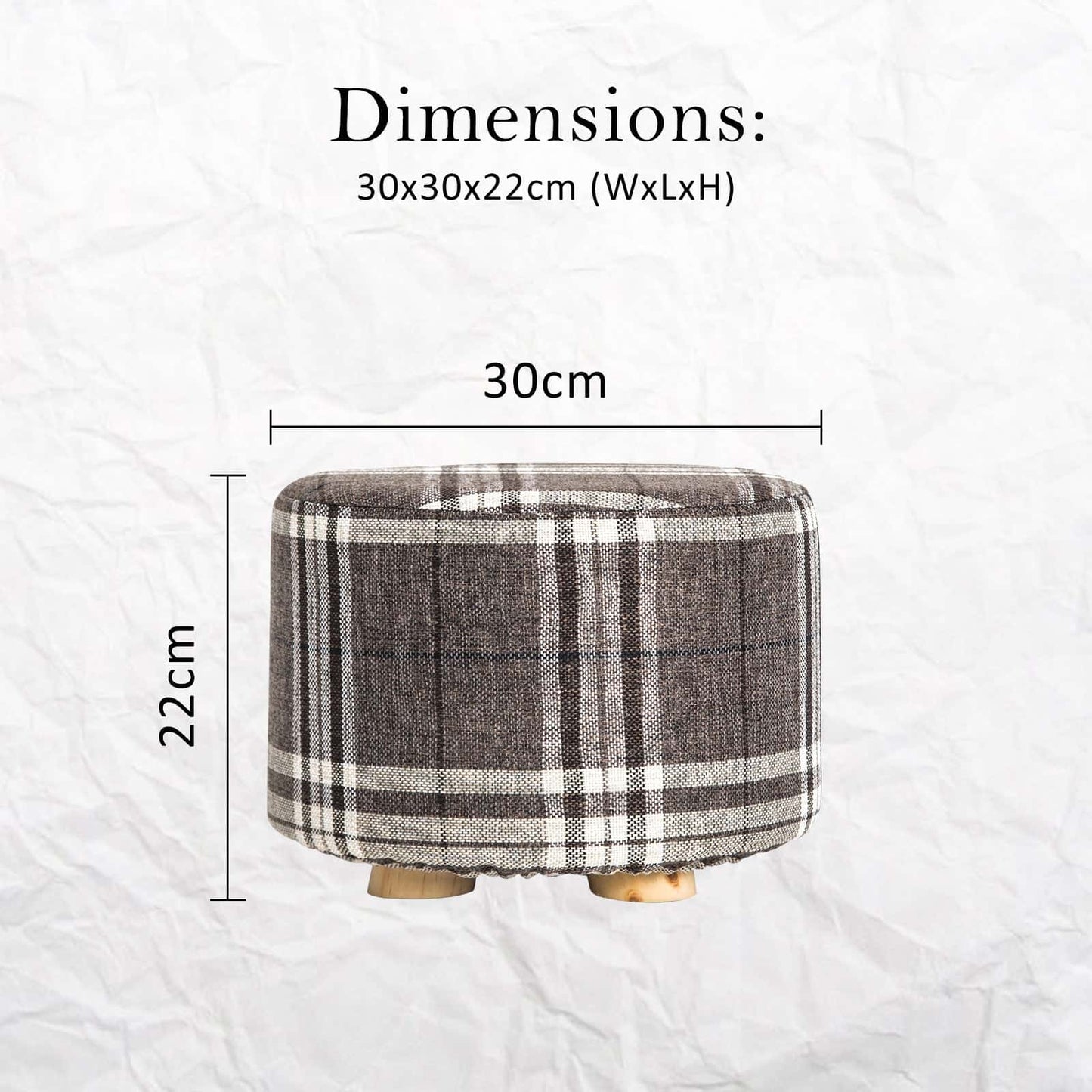 Best Fabric Ottoman Round Wooden Leg Foot Stool - LATTICE | Buy Online at Furniture Things Australia