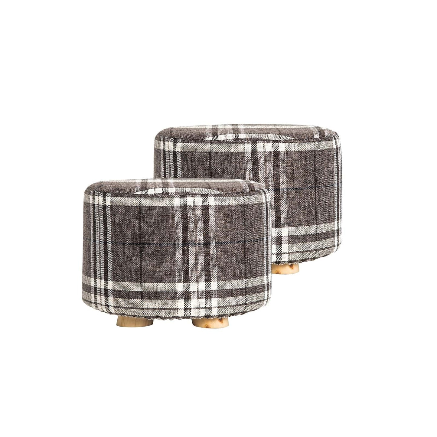 Best 2X Fabric Ottoman Round Wooden Leg Foot Stool - LATTICE | Buy Online at Furniture Things Australia