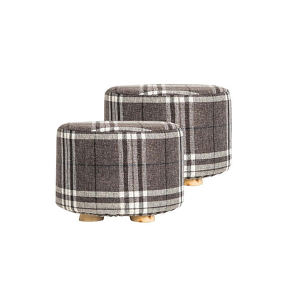Best 2X Fabric Ottoman Round Wooden Leg Foot Stool - LATTICE | Buy Online at Furniture Things Australia