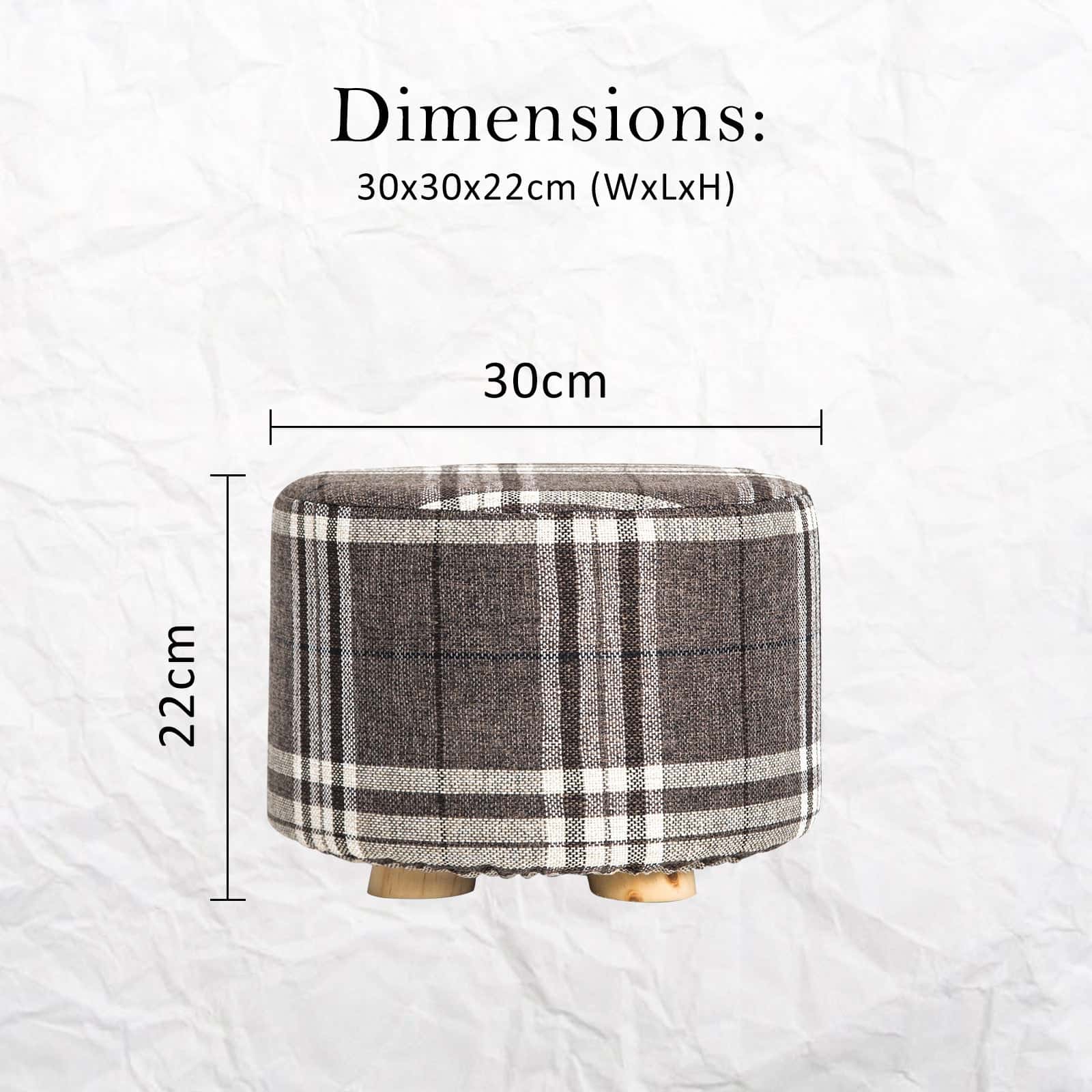 Best 2X Fabric Ottoman Round Wooden Leg Foot Stool - LATTICE | Buy Online at Furniture Things Australia