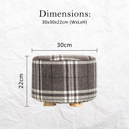 Best 2X Fabric Ottoman Round Wooden Leg Foot Stool - LATTICE | Buy Online at Furniture Things Australia