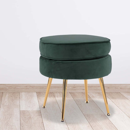 Best Ottoman Foot Stool Velvet Fabric Metal Leg Round GREEN | Buy Online at Furniture Things Australia