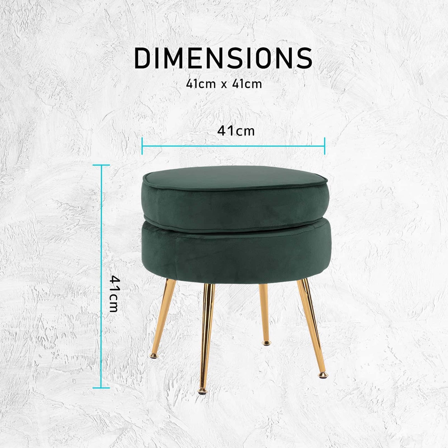 Best Ottoman Foot Stool Velvet Fabric Metal Leg Round GREEN | Buy Online at Furniture Things Australia