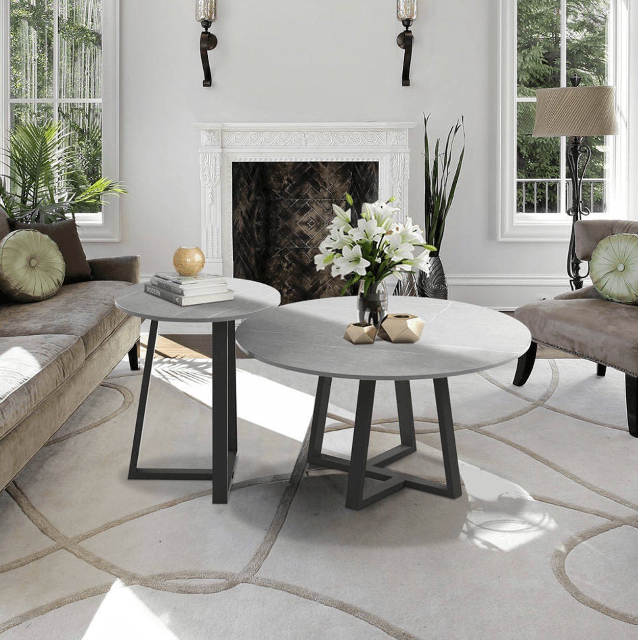 Best Interior Ave - Broadway Two Tier Coffee Table Set - Stone Grey | Buy Online at Furniture Things Australia