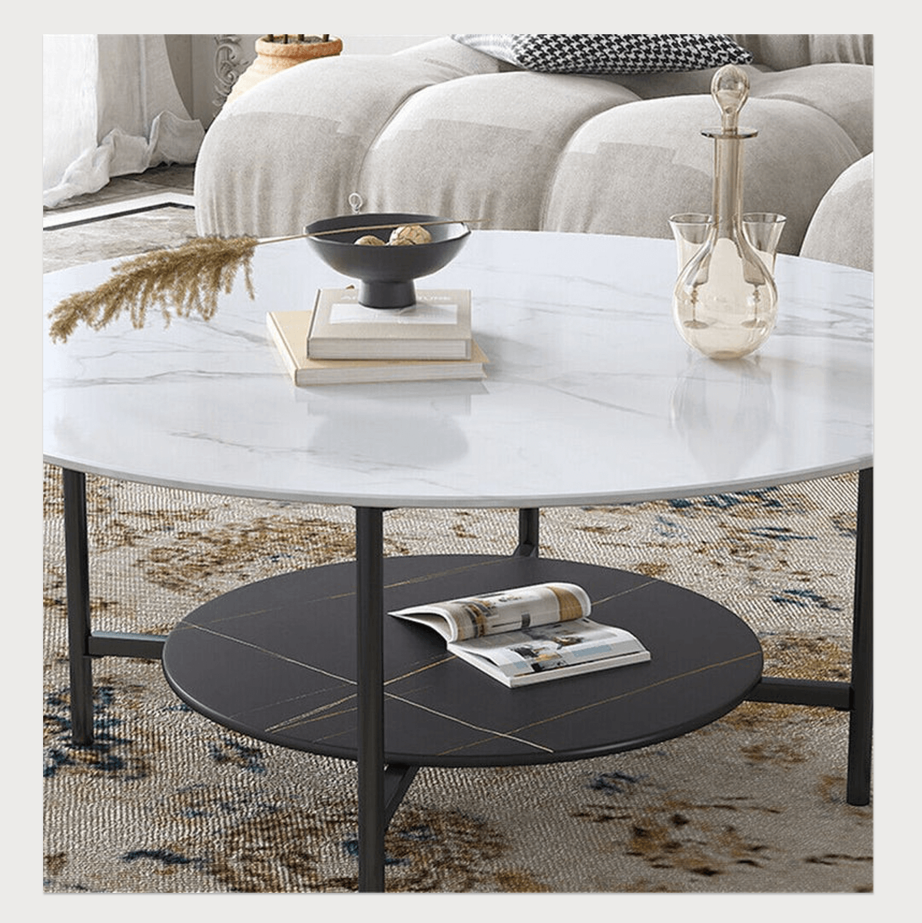 Best Interior Ave - Duke Round Two Tier Stone Coffee Table | Buy Online at Furniture Things Australia