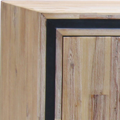 Buffet Sideboard in Silver Brush Colour with Solid Acacia & Veneer Wooden Frame Storage Cabinet with Drawers