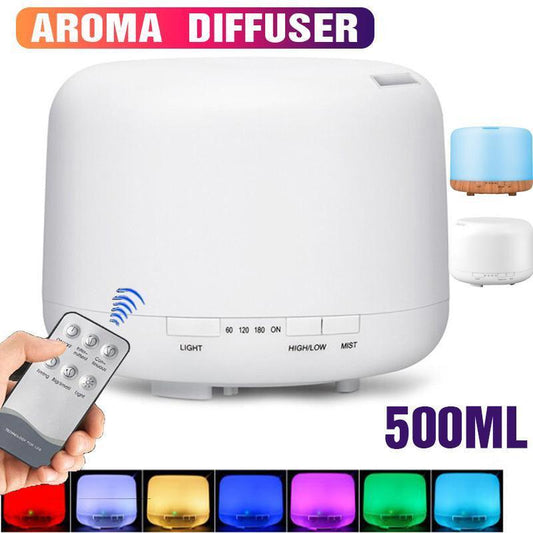 500ML Aroma Diffuser LED Oil Air Humidifier Purifier - White