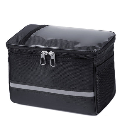 Waterproof Bicycle Handlebar Bag with Touchscreen Phone Pocket and Reflective Strip